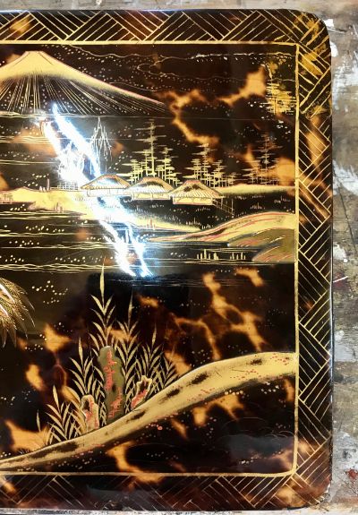 Restauración caja de laca, oro y carey